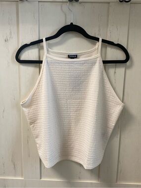 NWT torrid size 1 crinkle knit goddess neck crop tank -whisper white